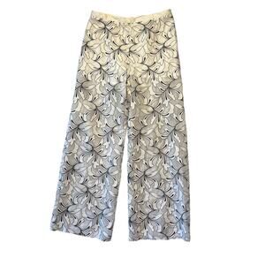 Maria Grazia Severi White Women's 46 Pants White Black Floral Flowy Quiet Luxury